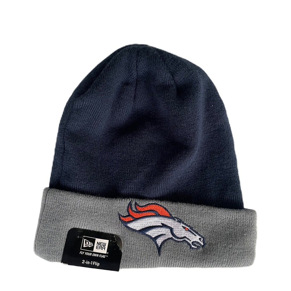 Denver Broncos NFL X New Era 2-in-1 Flip Knit Beanie Hat Cap Men's OSFA